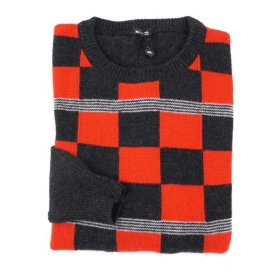 Kiton Suéter de Cashmere Macio Malha Estampado Vermelho Carvão M (Eu 50) Novo com etiquetas - Imagem 1 de 4