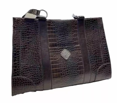 Coldwater Creek Marrón Oscuro Juliana Croco Bolso de Mano Laptop Cartera Mujer’s NUEVO Foto 1 de 4