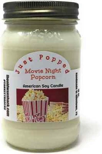 Movie Night Popcorn - reine Soja Kerze - handgegossen in Einmachglas - KOSTENLOSER VERSAND - Bild 1 von 3