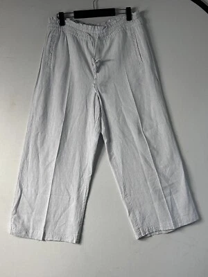 Sharagano Women’s Linen Blend Wide Leg Pants  Size Large Light Blue Striped - Image 1 of 4