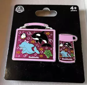 SeaWorld Shamu Tartaruga Delfino Pinguino Lunchbox Thermos Spilla Set Mondo Mare - Foto 1 di 3