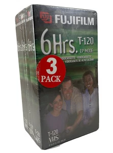 FUJIFILM VHS Tapes 3 Pack 6 Hour T-120 High Quality (New Sealed) VCR Original - Picture 1 of 5