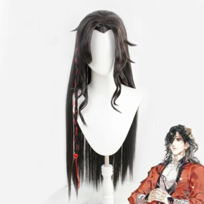 Peluca Anime Tian Guan Ci Fu Hua Cheng Peluca Negra Larga Recta 花城 Cosplay Cabello 天官赐福 Foto 1 de 4