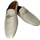 Coach Womans Sienna Shoes 9.5 Cream Gold Slip Ons Slide Mule Classic Logo Mules