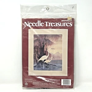 Versiegelte Nadel Schätze Heften Orientalische Reiher 16"x20" Crewel & Zahnseide Wasservogel - Bild 1 von 10