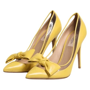 VALENTINO Shoes Yellow Patent Leather PVC Bow Heels Pumps EU40 / US9.5 630usd - Picture 1 of 6
