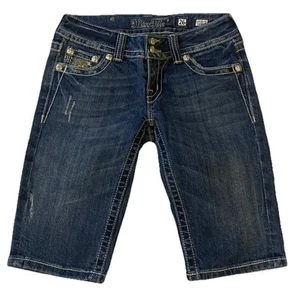 MISS ME Jeansshorts Damen 26 Denim Blau JP5001CR Cropped Distressed Bermuda - Bild 1 von 24