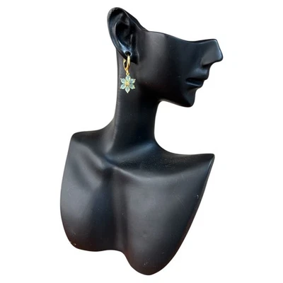 orecchini argento 925 anallergico dorato cerchio fiore azzurro  - regalo donna - Immagine 1 di 3