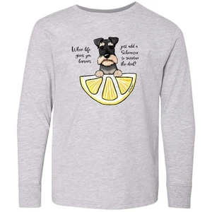 Inktastic KiniArt Life Lemons Schnauzer Youth Long Sleeve T-Shirt - KiniArt Dog - Picture 1 of 3