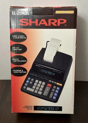 Sharp EL-2196BL 12-digit 2-color Ribbon Printer Large Desktop Calculator  New - Image 1 of 4