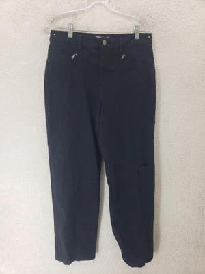 Pantalones H&M para mujer EE. UU. 8 negros cargo utilitarios pierna recta cremallera bolsillo algodón Foto 1 de 4