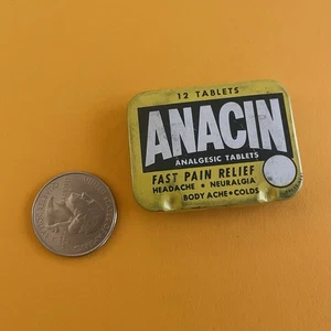 Vintage ANACIN Analgesic Tablets Hinged Advertising Mini Tin Apothecary Mini - Picture 1 of 3