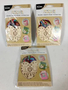Lot of 3 Bucilla Handmade Charlotte Stitchable 3" Wooden Heart Complete Kit NEW - Picture 1 of 3