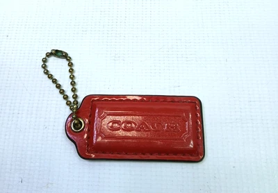Coach Poppy MEDIANO ROJO CHAROL - Bolso Colgante Etiqueta Llavero Llavero - 2.25" X 1" Foto 1 de 4
