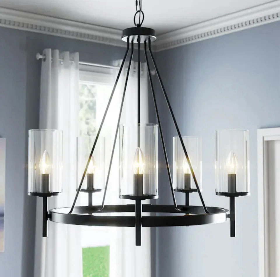 27,6” W Strahan 5 luces rueda negra transición altura ajustable vidrio transparente  Foto 1 de 4