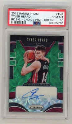 Tyler Herro 2019 Panini Prizm Green Choice Rookie Signature/8 radiocontrol automático PSA 10 Foto 1 de 3