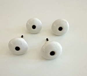4 Vintage Porcelain Off White Cabinet Drawer Knob Lot 1.5 inches Diameter - Picture 1 of 3