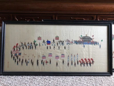 Antique  Chinese painting on silk 晚清周培春 x 2  - Image 1 of 4