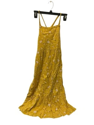 Vestido Floral Amarillo Azul Marino Antiguo Niñas Talla 10-12 Pre Love Estado Foto 1 de 4