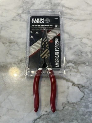 Klein 工具 8 英寸侧切长鼻钳美国制造全新 — 第 1/2 张图片