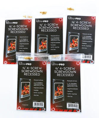Ultra Pro 1/4" 4-Screw Screwdown Recessed Trading Clear Card Holders - 5 PACK - Image 1 of 3