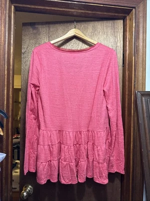Anthropologie Deletta Thea Raspberry Peplum Long Sleeve Top Women’s Size M - Image 1 of 3