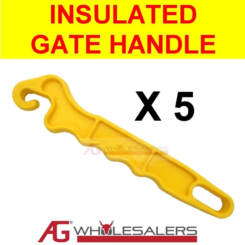GATE HANDLE WITH HOOK 5 PK - INSULATED FOR ELECTRIC FENCE WIRE & POLY WIRE, TAPE