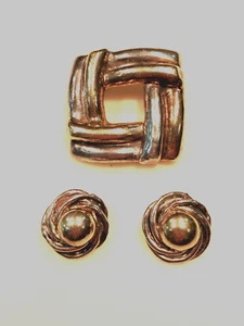 Vintage Taxco Sterling Silver Brooch & Matching Clip-on Earrings. Collectable. - Picture 1 of 6