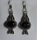 Schike Mujer Negro Onyx Pendientes En Una Plata