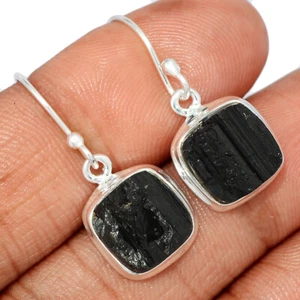Natural Black Tourmaline 925 Sterling Silver Earrings Jewelry CE35599 - Picture 1 of 1