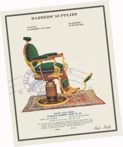 Max Brillo 2019 Barbers Supplies Kochs Chair No. 23 GREEN 12.5" x 16" ART PRINT - Picture 1 of 9