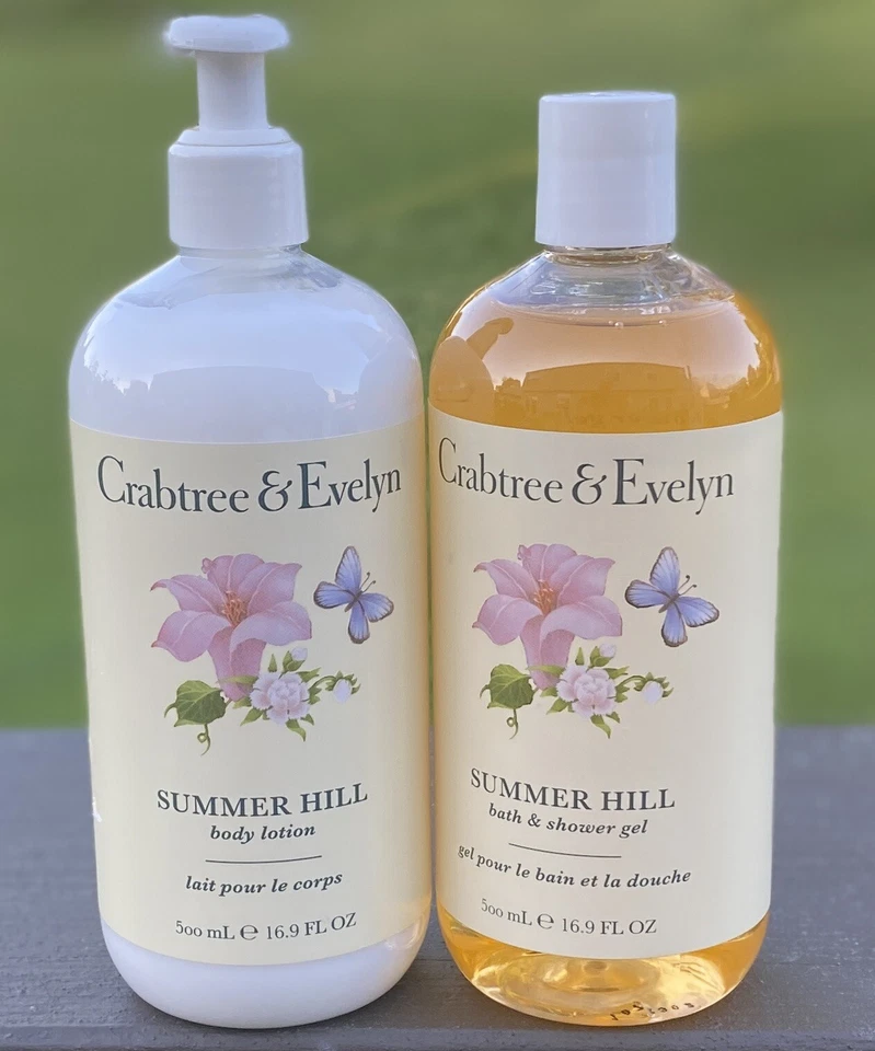 Crabtree & Evelyn SUMMER HILL Body Lotion + Bath & Shower Gel 16.9 oz NEW Set 2 - Image 1 of 1