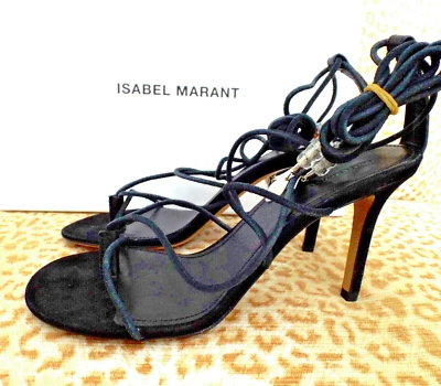 NUEVO***ISABEL MARANT Italia Talla 36/6M Tanga Sandalia TACONES ¡Negro!! Foto 1 de 4