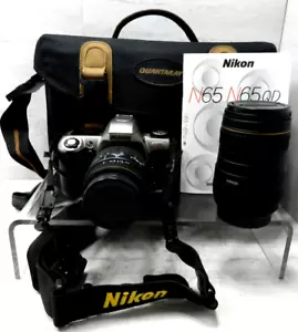 Nikon N65 35mm Film Camera w/28-90mm & 100-300mm AF Quantaray Lenses/Bag/Manual - Picture 1 of 12