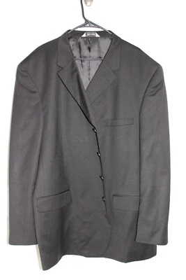 SOLID BLACK LINEA UOMO 100% WOOL SPORT COAT sz 56R blazer / suit jacket - Image 1 of 4