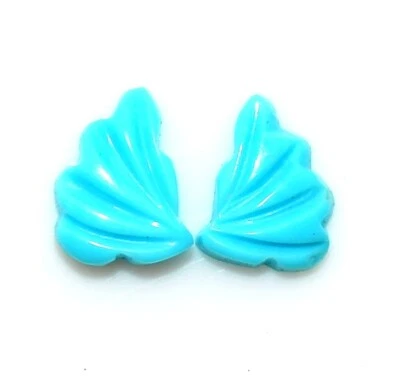 7x5 mm Natural Turquoise Hand Made Carving Pair 0.83 Cts Loose Gemstones - Image 1 of 4