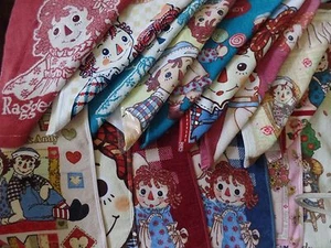 Rare Raggedy Ann & Andy Large Washcloth  - Camel Tree Apples Flowers Tea Japan - Picture 1 of 24