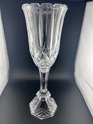 Candelabro estilo huracán cristal plomo vintage - 13 1/2 pulgadas de alto, pesado Foto 1 de 4