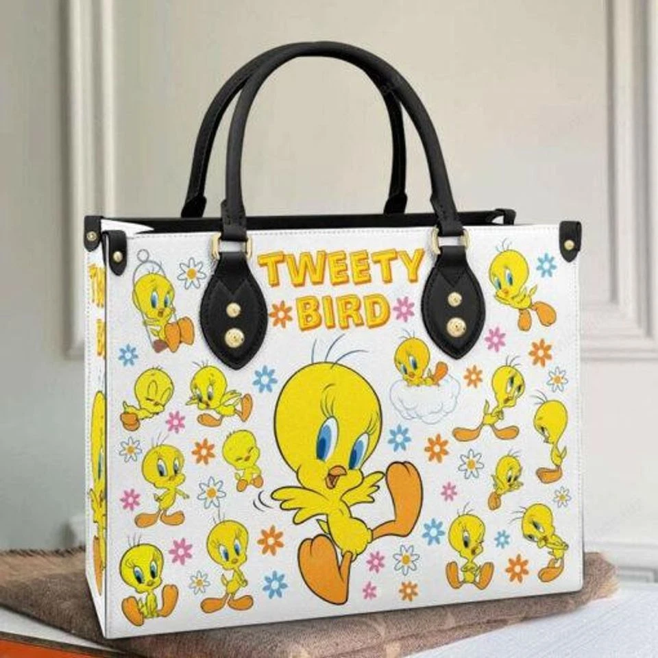 Bolso de Mano de Cuero Piolín Pájaro, Bolso de Hombro de Dibujos Animados, Cartera de Tendencia Regalo para Ella Foto 1 de 1