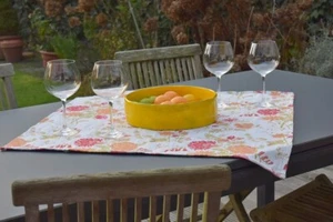 Tablecloth Provence 85x85 CM Cream Terra Pink Jacquard Gobelinart from France - Picture 1 of 6