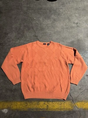 Suéter de Golf Izod Tejido Diamante De Colección 100% Algodón Preppy Naranja Talla L Foto 1 de 4