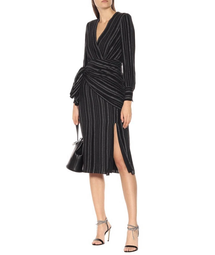 100% AUTH NWT $1,595 Altuzarra “Sparks” Silk Dress, Black& Silver, FR38/US6 - Image 1 of 4