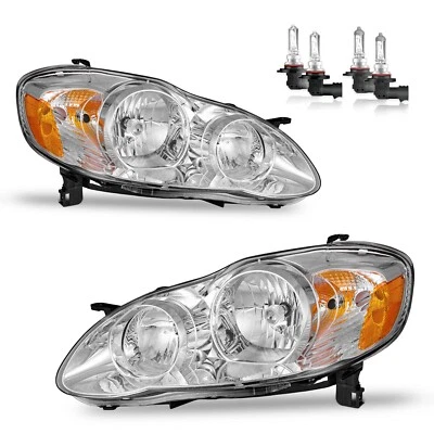 Pair Headlights For 2003-2008 Toyota Corolla Halogen Headlamps w/ Bulbs Foto 1 de 2