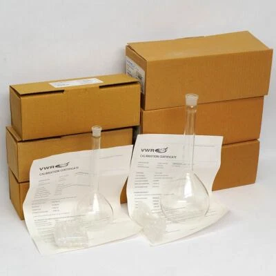 (Lote de 6) Frascos volumétricos VWR Clase A 200 y 500 ml con tapones 10124-352 -384 Foto 1 de 4