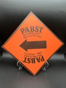 Vintage Pabst Beer PBR Snowmobile Trail Litter Plastic Advertising Sign MINT - Picture 1 of 1