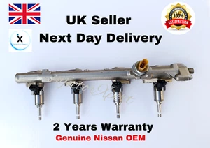 4x GENUINE NISSAN OEM FUEL INJECTORS + RAIL NISSAN JUKE 1.6L SUV 2010-23 MR16DTT - Picture 1 of 10