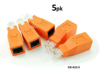 5-PACK Cat6 / Cat5e Ethernet RJ45 Male/Female CrossOver Adapter, UX-A11-5 - Image 1 of 2