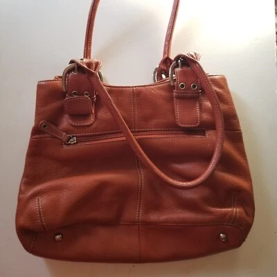 TIGNANELLO Bolso de Mano Bolso de Hombro Bolso de Mano Cuero Guijarro Marrón con Cremallera Cuero Foto 1 de 4