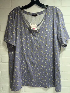 NWT! Shiela Rose Short Sleeve V Neck Summer Basic Floral Print T-Shirt Size 3XL - Picture 1 of 5