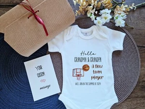 Baloncesto Embarazo Anuncio Personalizado Bebé Body Regalo Babygrow - Imagen 1 de 7